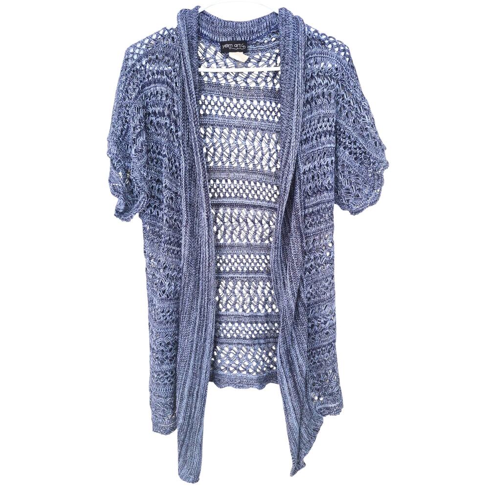 Yarn Art Open Knit Crochet Cardigan Open Front Size M Layering Boho Cottagecore